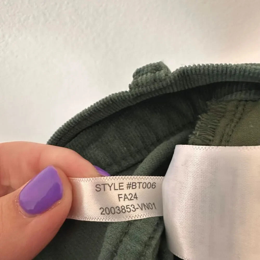 J.Crew Re-Imagined Corduroy Pants 27 Green High Rise Straight Toothpick Fall